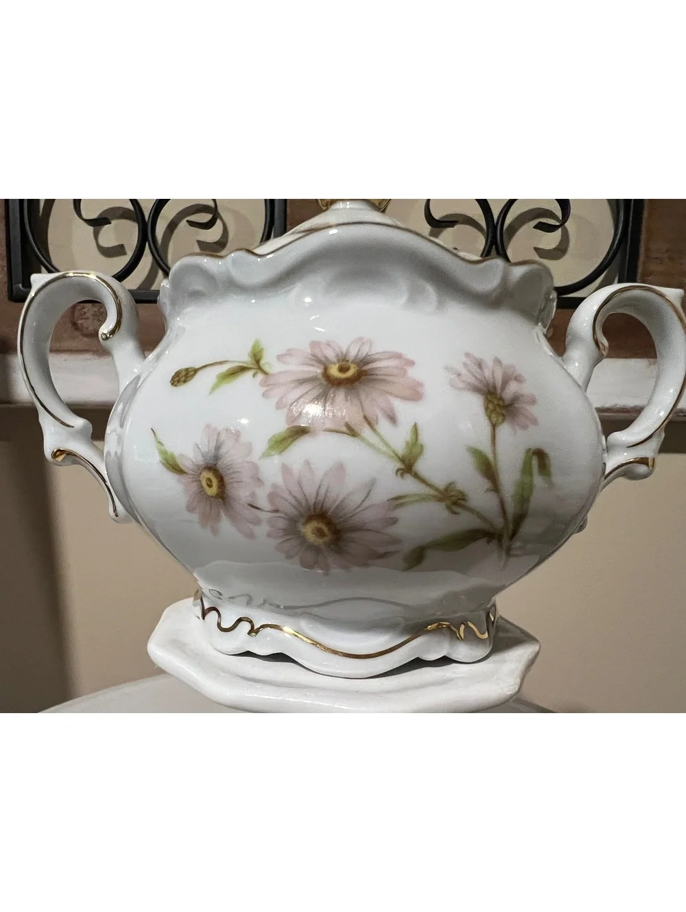 Vintage Mitterteich Bavaria Germany Cream Lavender Daisy Bell Sugar Creamer